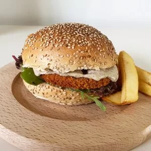 Vegan Kroket Burger met Fries en dubbele kroket